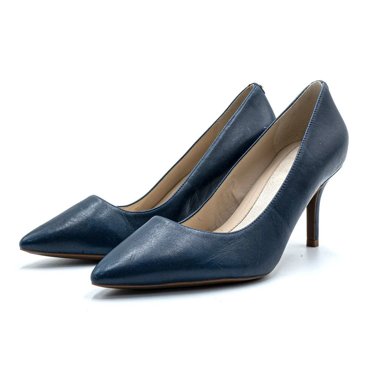 Cole Haan Quincy Pump Kitten Heels Leather Blue Colour For Women