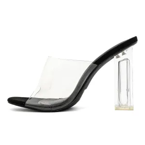 Fashion Nova Transparent Block High-Heel Shoes Pvc Transparent Colour For Women