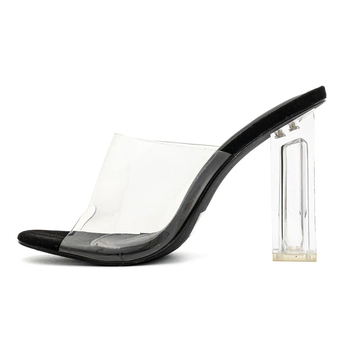 Fashion Nova Transparent Block High-Heel Shoes Pvc Transparent Colour For Women