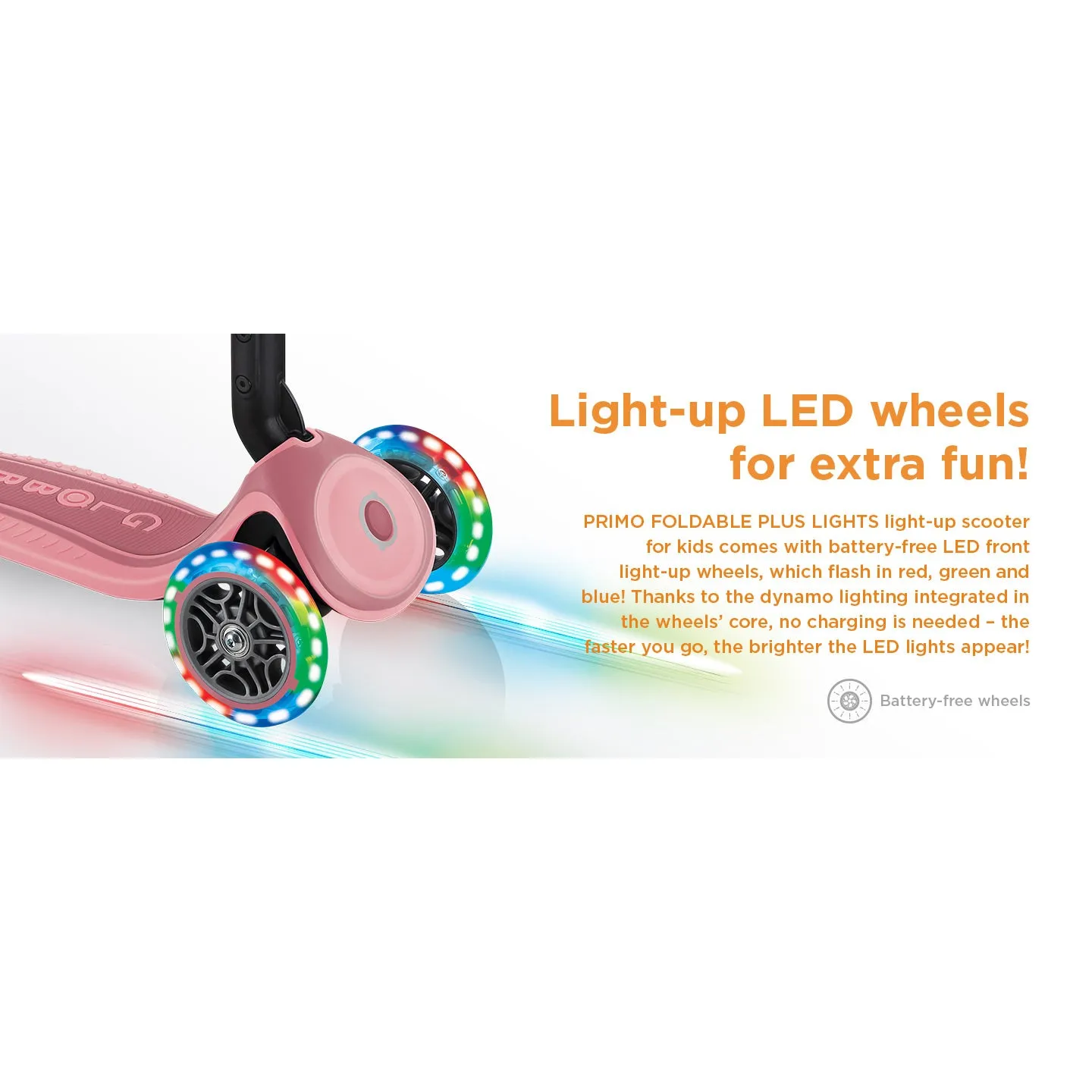Globber Primo Foldable Plus Lights - Navy Blue (3y - 9y)