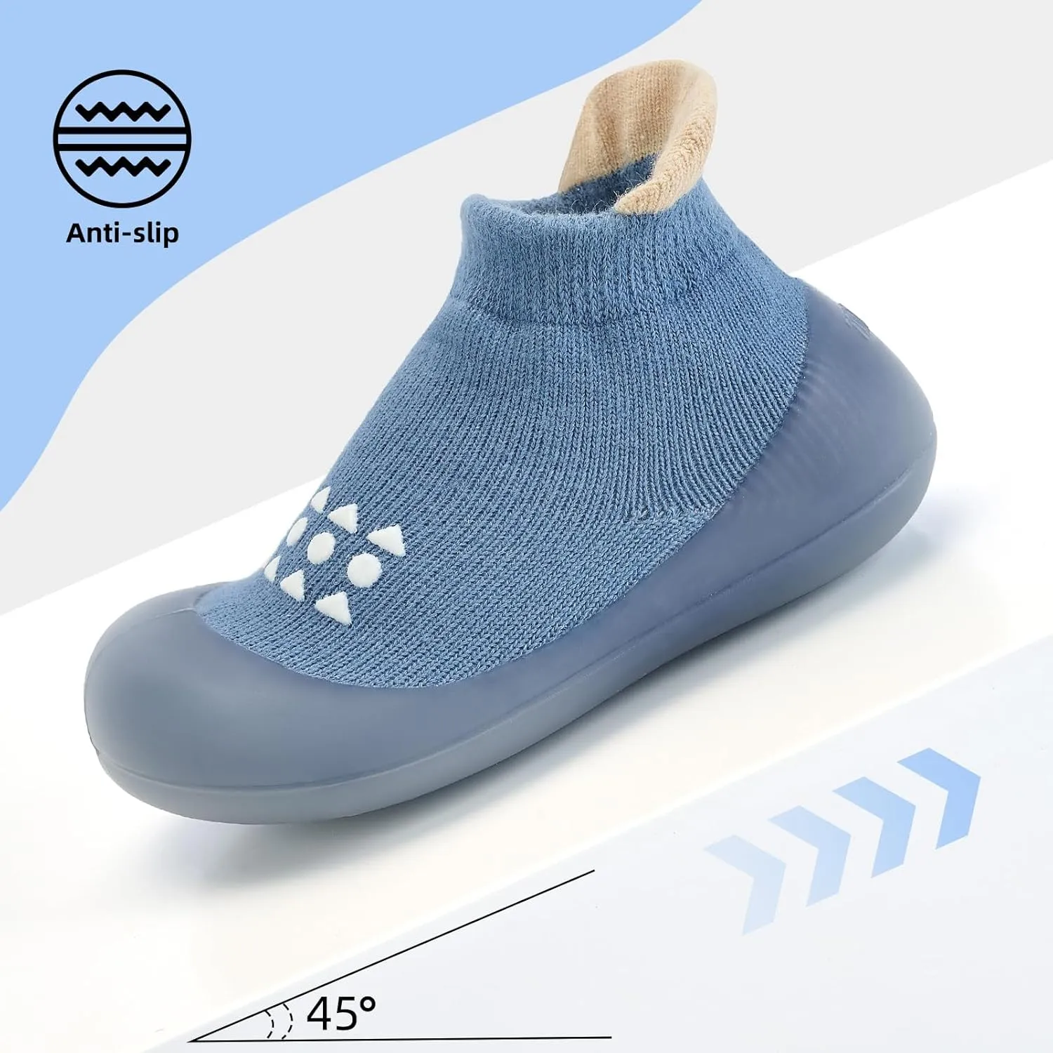 Infant Walking Shoes Baby Sock Shoes with Soft Rubber Sole, Non-Slip Toddler Slippers for boys and girls, Breathable Sneakers