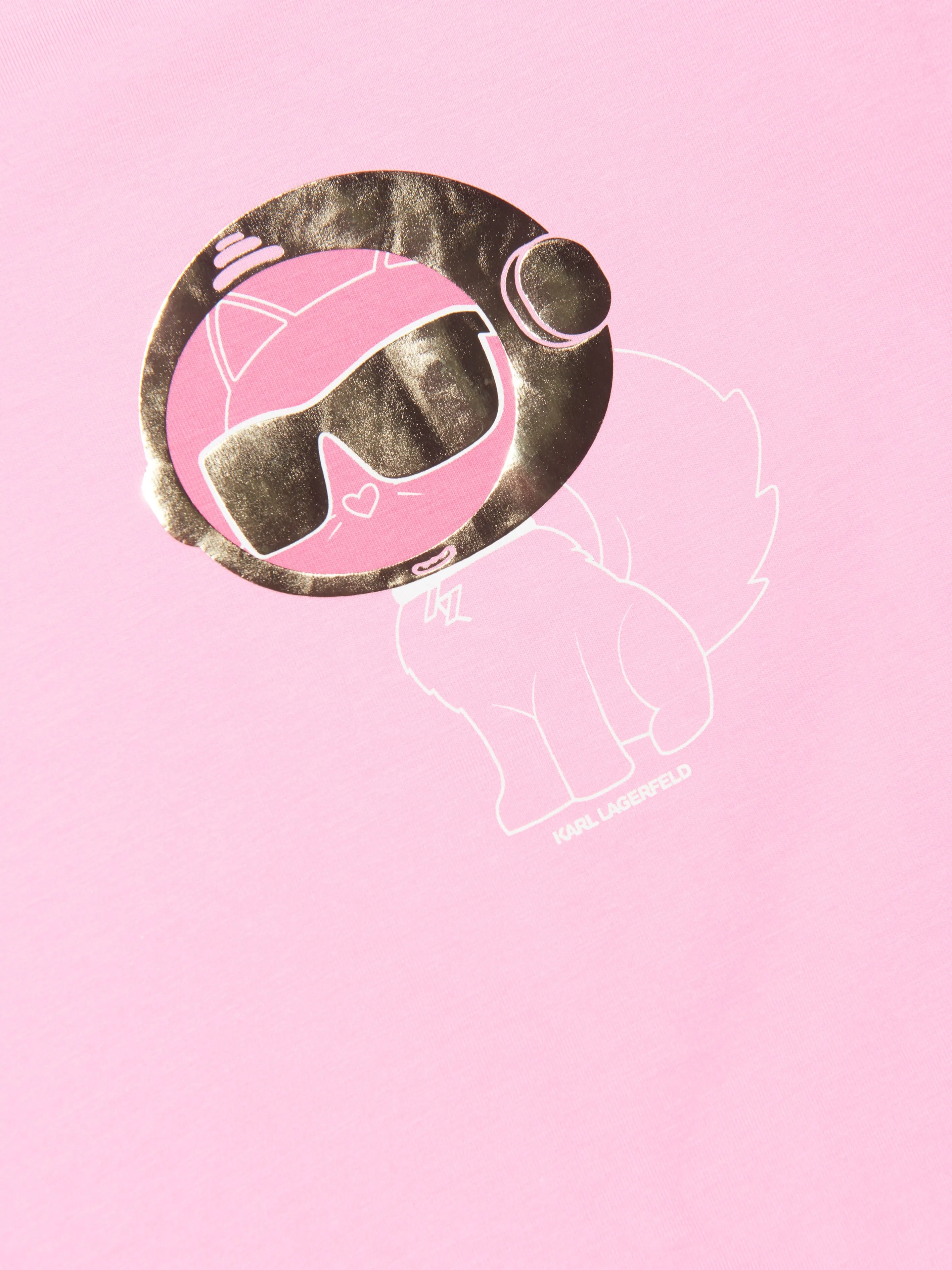 Karl Lagerfeld Girls Organic Cotton Choupette T-Shirt in Pink