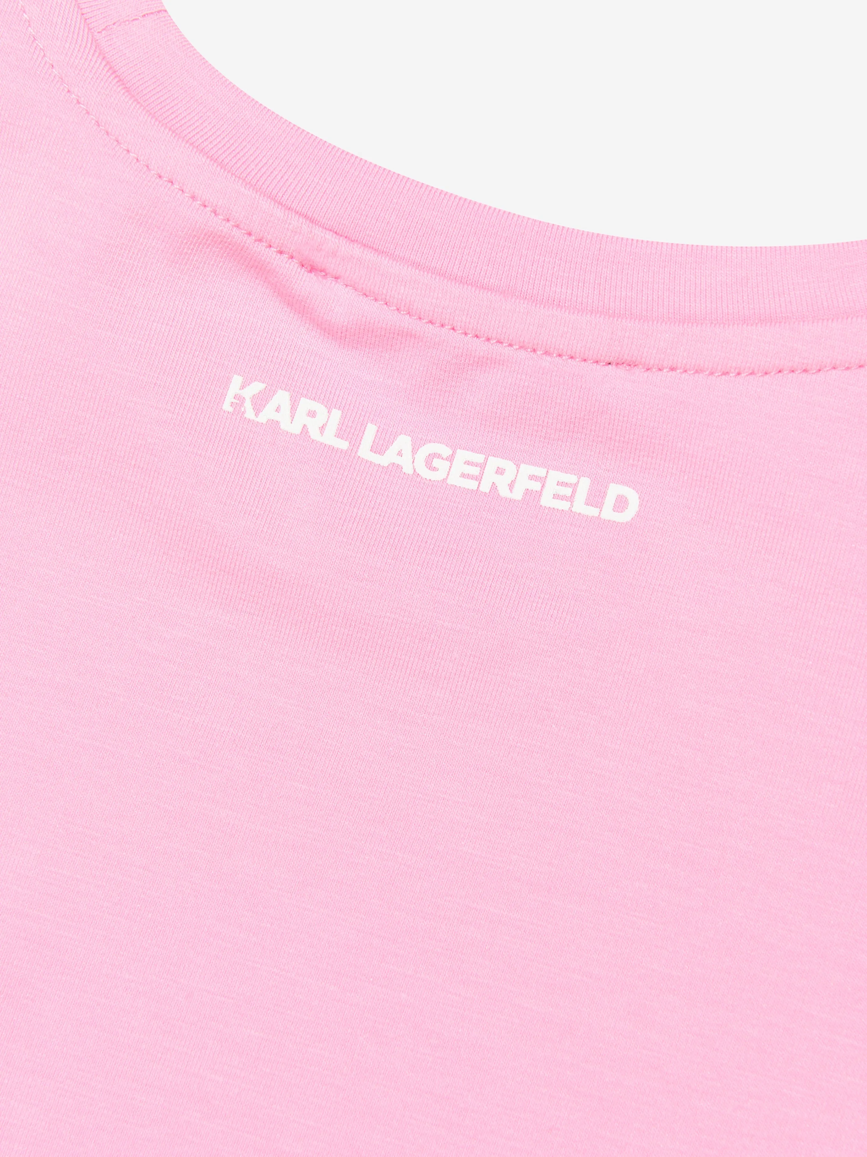 Karl Lagerfeld Girls Organic Cotton Choupette T-Shirt in Pink