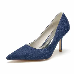 Lace Party Heels Weddng Pumps Closed Toe Heeled Bridal Shoes