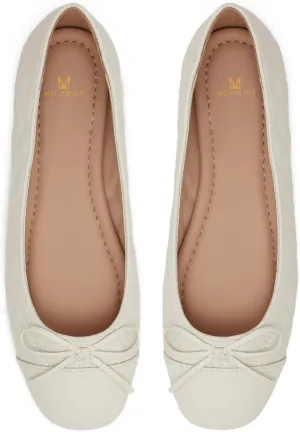 MOOMMO Women Cap Toe Flats Bow Slip On Ballet Flats Comfort Quilted Colorblock Flat Shoes Round Toe Flat Heel Dress Shoes Office Ladies Party Chic Driver Flats Casual 4-11 M US