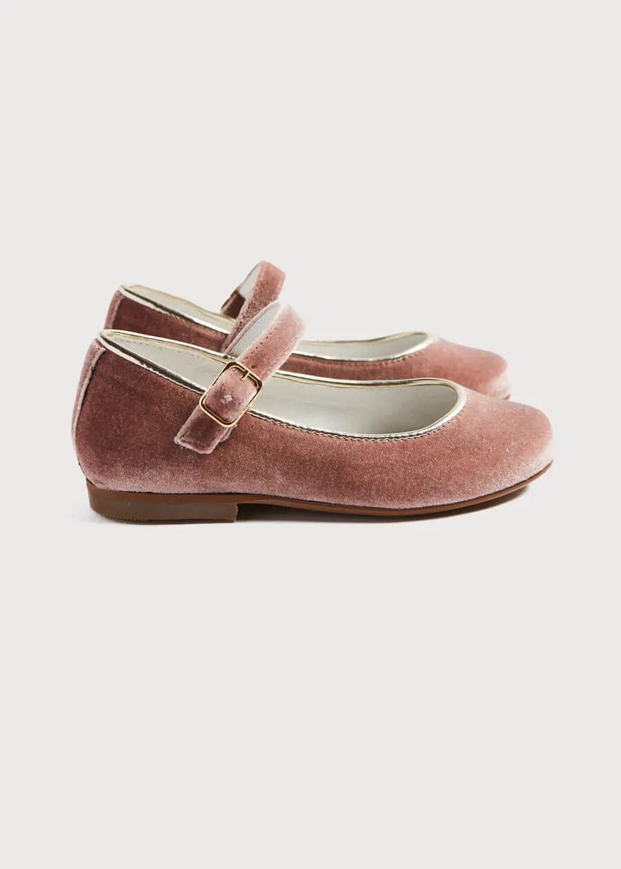 Velvet Mary Jane Shoes in Pink (24-34EU)