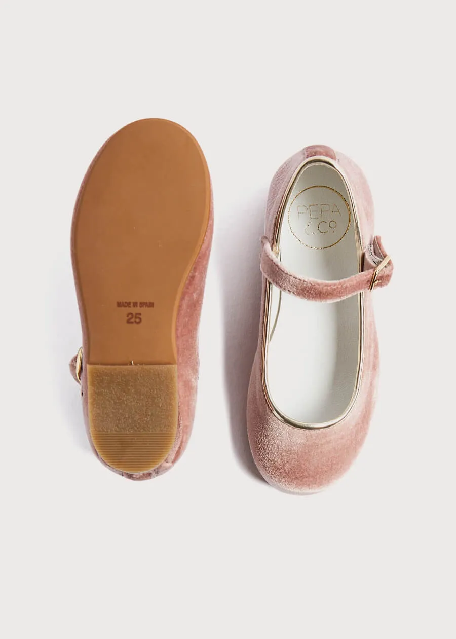 Velvet Mary Jane Shoes in Pink (24-34EU)