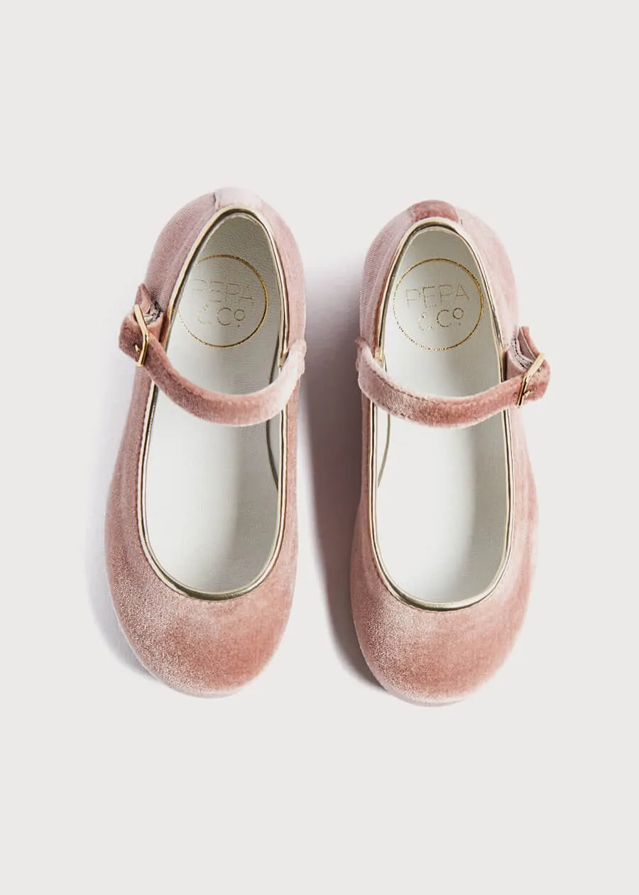 Velvet Mary Jane Shoes in Pink (24-34EU)