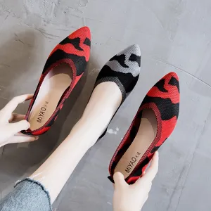 Women 2022 Comfortable Elasticity Flats New Weaved Sneakers Shoes Sole Slip-On Knitted Pattern Shoes Pumps Fashion Casual Lofers