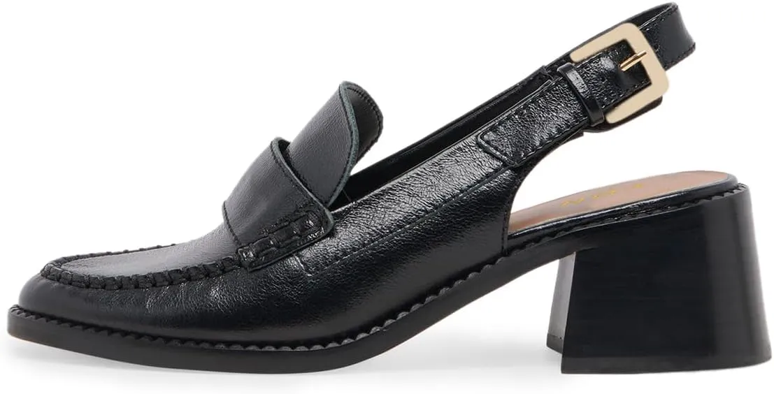YDN Women's Chic Slingback Loafers Chunky Block Low Heels with Buckled Strap Dressy Casual Daily Business Shoes Size 4-16 US
