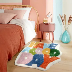 Yeknu Tufting Kids Room Rug Fluffy Colorful Letters Bedroom Bed Side Mat Carpet Area Floor Anti Slip Pad Doormat Home Nursery Decor